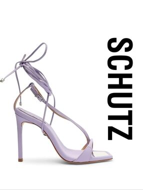 SCHUTZ Vikki Open Toe Stiletto Heel Sandals (Smoky Grape) Size 5